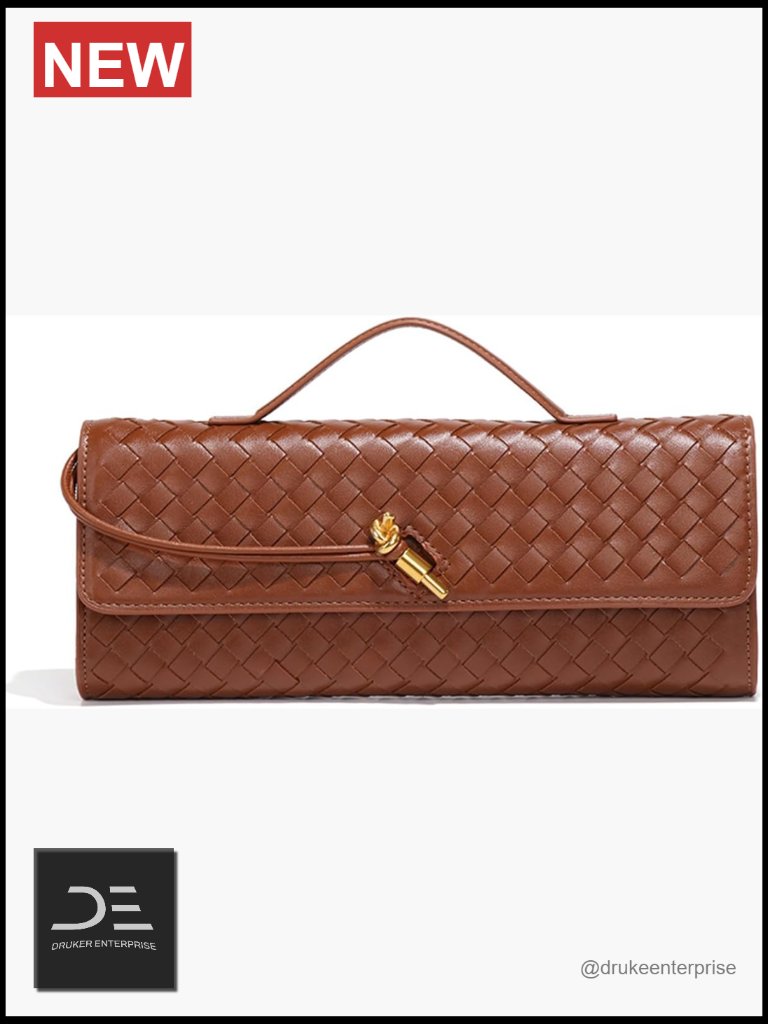 Vegan Leather Woven Crossbody Handbag With Top Handle And Detachable Strap